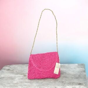 Urban Expressions Fuchsia Woven Crossbody Bag